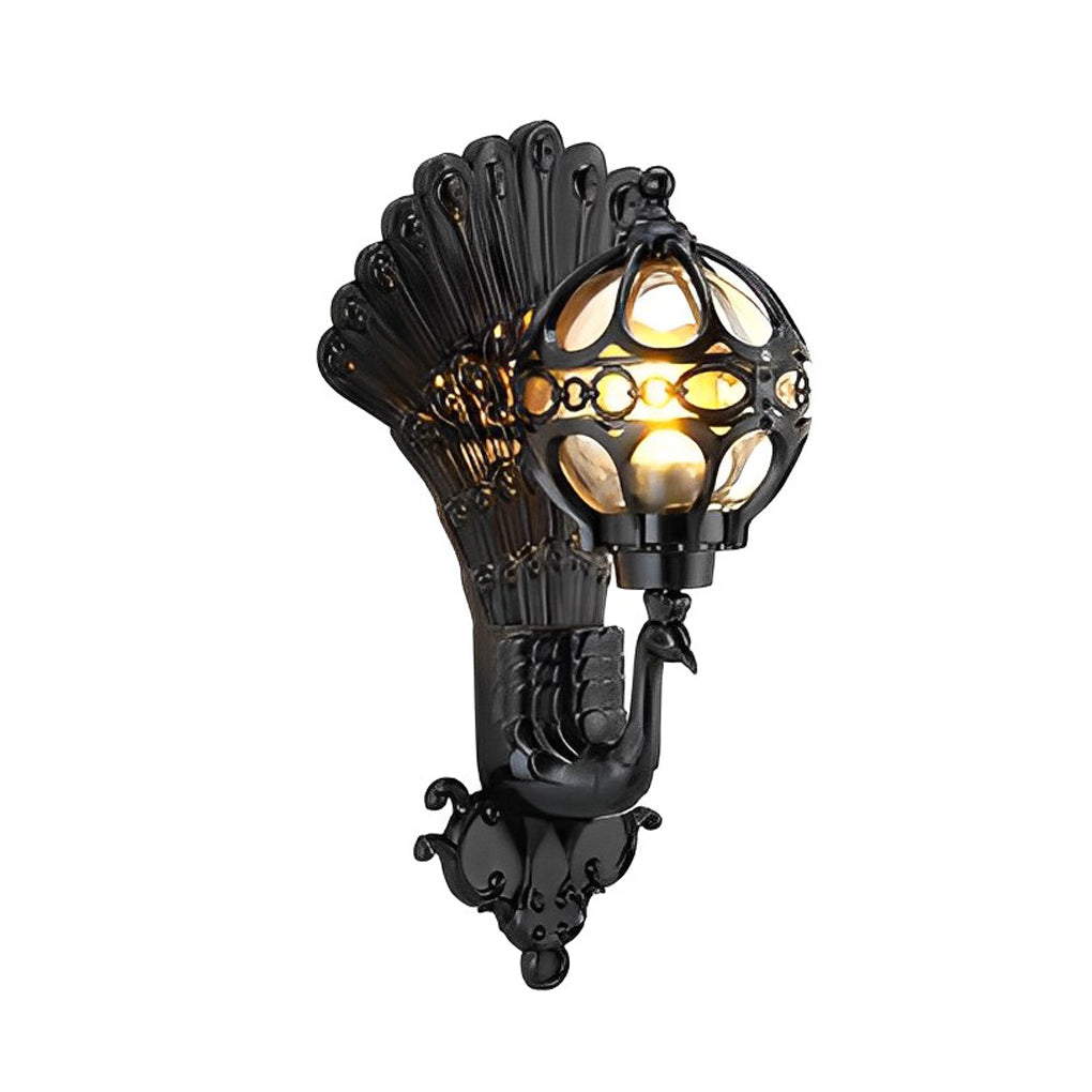 Vintage Peacock Outdoor Wall Lantern – Elegant Illumination for Gardens