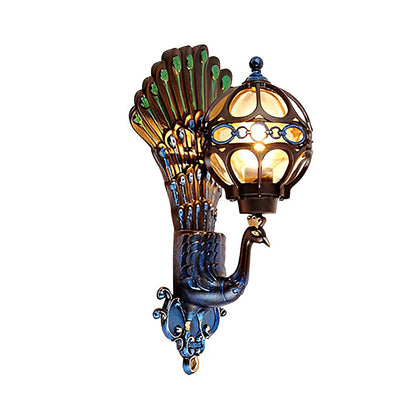 Vintage Peacock Outdoor Wall Lantern – Elegant Illumination for Gardens