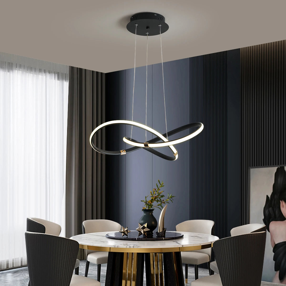 Modern Black and Gold Chandelier – Elegant Illumination for Small Spaces