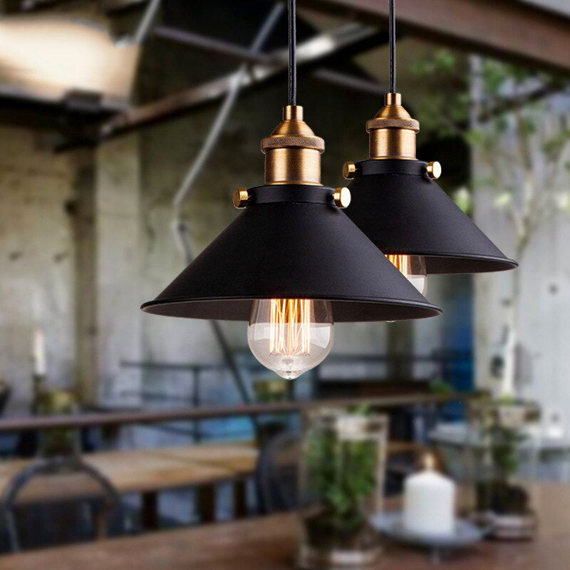 Vintage Brass Cone Pendant Light – Elegant Illumination for Home