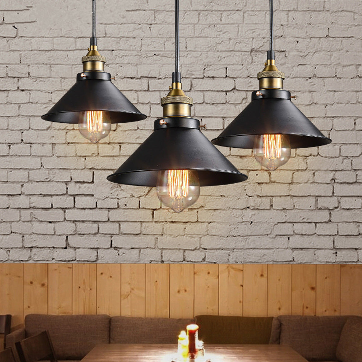 Vintage Brass Cone Pendant Light – Elegant Illumination for Home