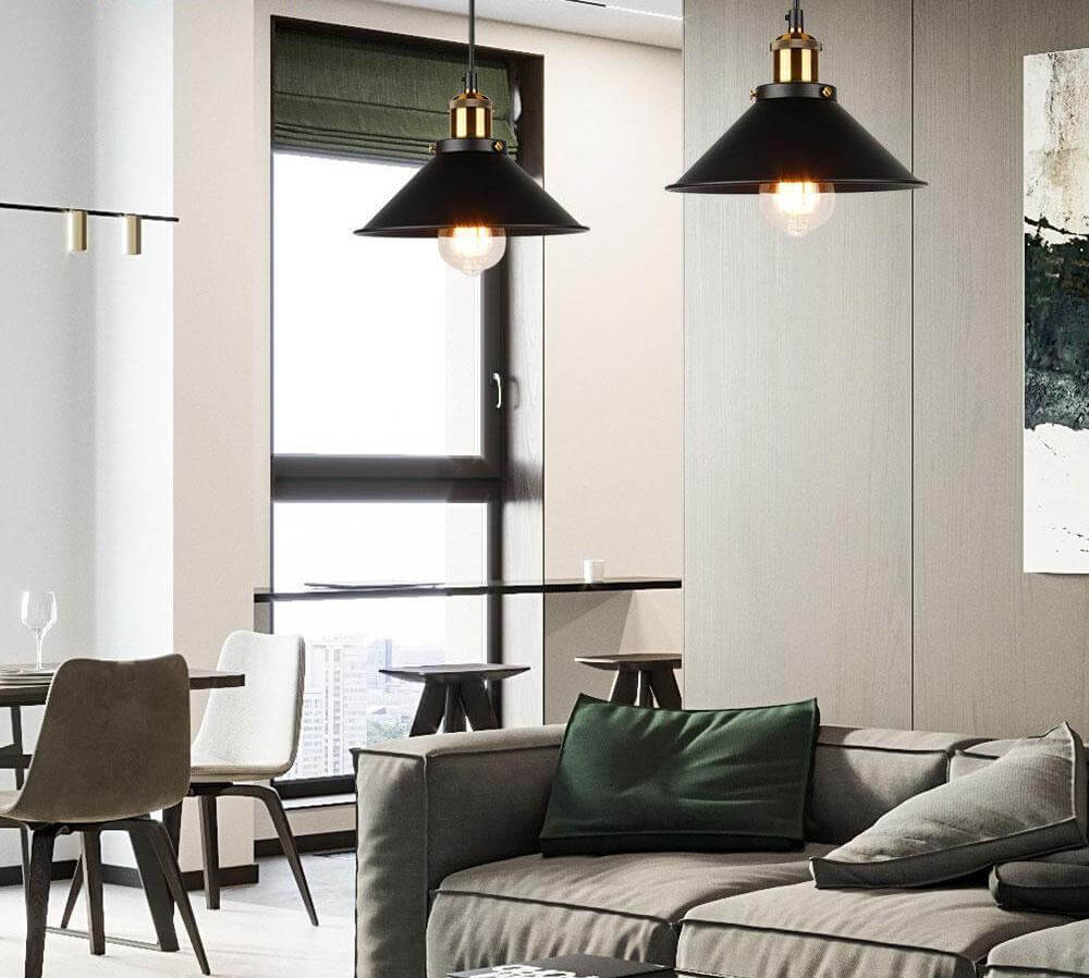 Vintage Brass Cone Pendant Light – Elegant Illumination for Home