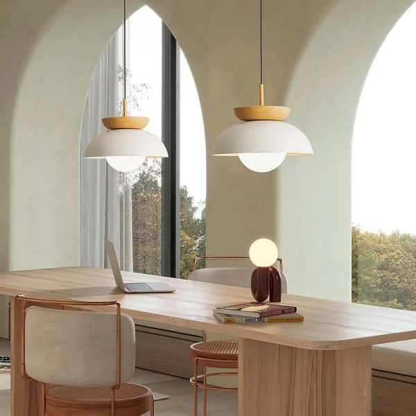 Nordic Semi-Wooden Pendant Light – Elegant Minimalist Illumination