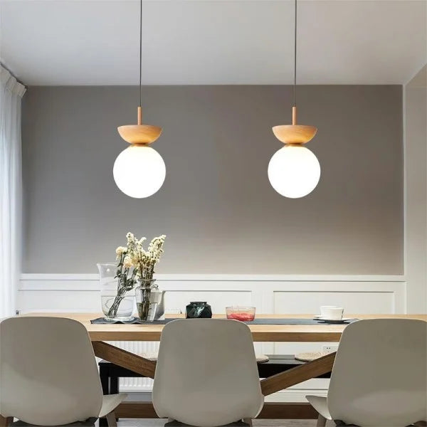 Nordic Semi-Wooden Pendant Light – Elegant Minimalist Illumination