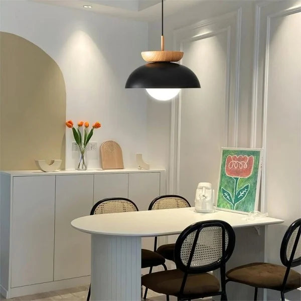 Nordic Semi-Wooden Pendant Light – Elegant Minimalist Illumination