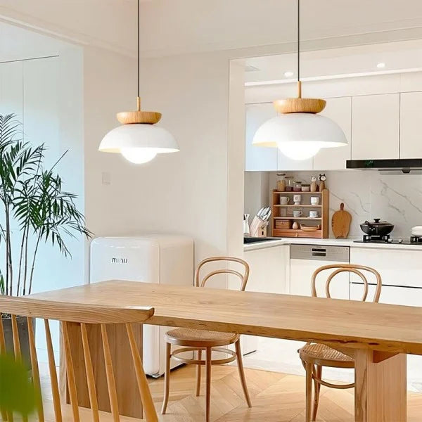 Nordic Semi-Wooden Pendant Light – Elegant Minimalist Illumination