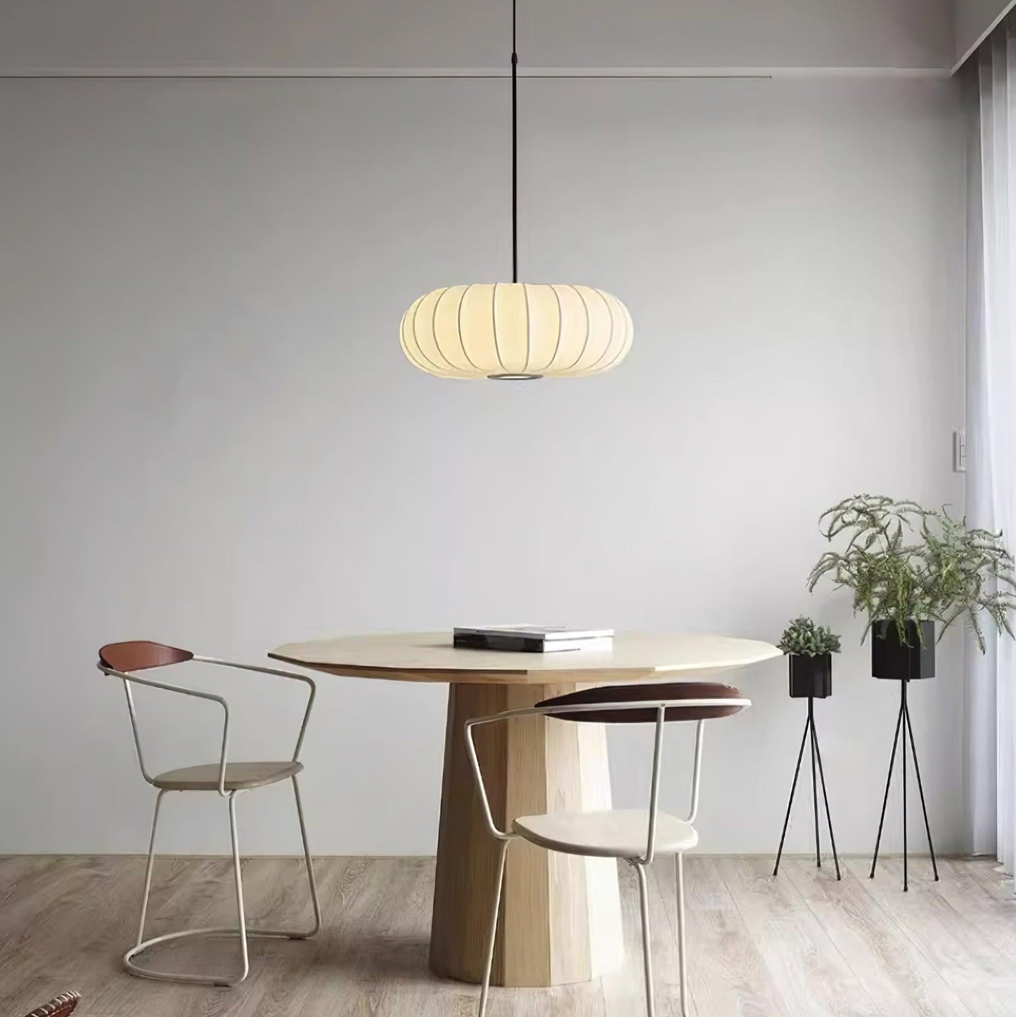 Wabi-Sabi Metal And Fabric Pendant Light – Elegant Kitchen Lighting Solution
