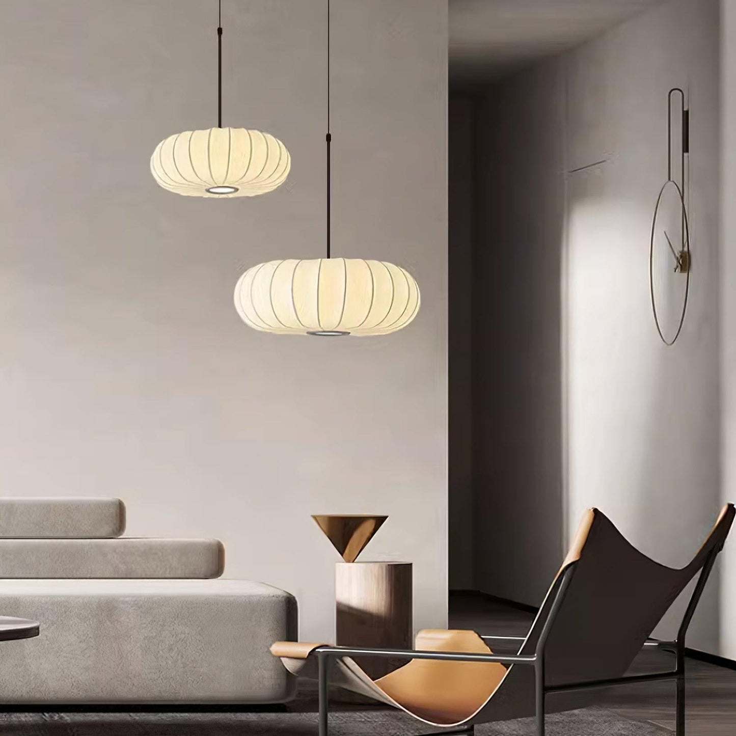 Wabi-Sabi Metal And Fabric Pendant Light – Elegant Kitchen Lighting Solution