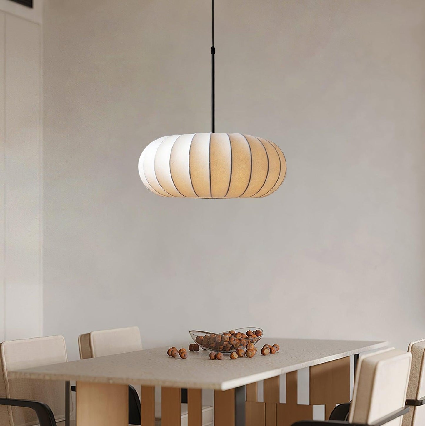 Wabi-Sabi Metal And Fabric Pendant Light – Elegant Kitchen Lighting Solution
