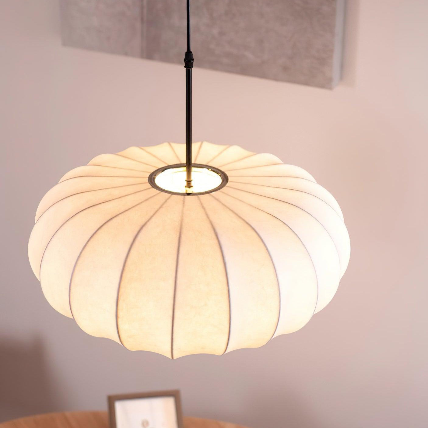 Wabi-Sabi Metal And Fabric Pendant Light – Elegant Kitchen Lighting Solution