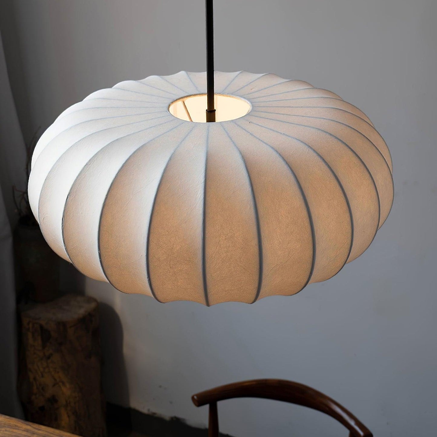 Wabi-Sabi Metal And Fabric Pendant Light – Elegant Kitchen Lighting Solution
