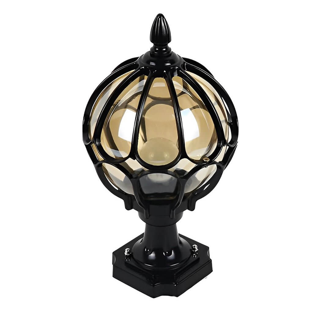 Vintage Outdoor Post Light – Elegant Glass Globe for Garden Lighting